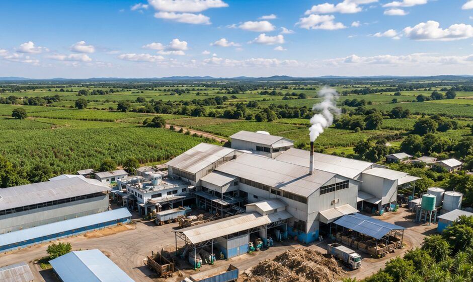 Aerial view of the N.E. Agro Industry mill